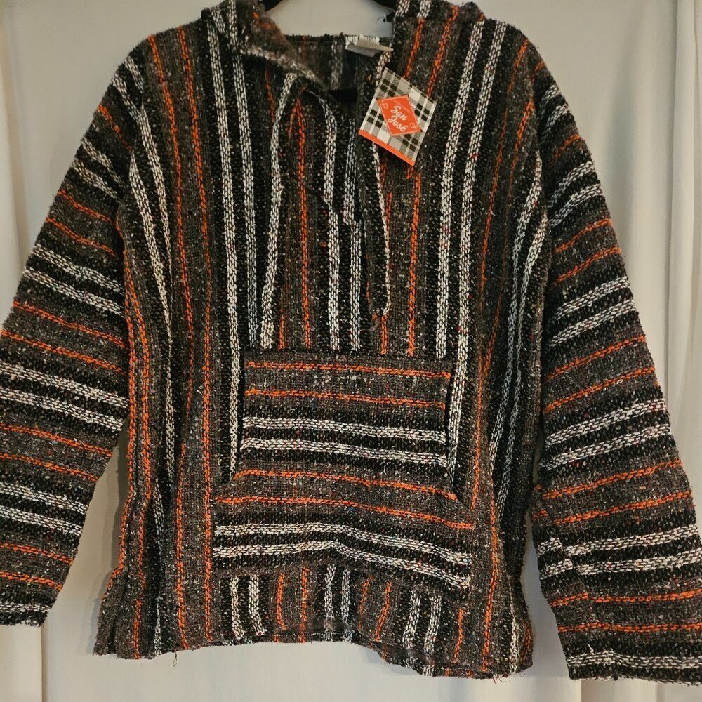 San Jose Baja Gray Poncho Sweater Hoodie Size M‎  NWT